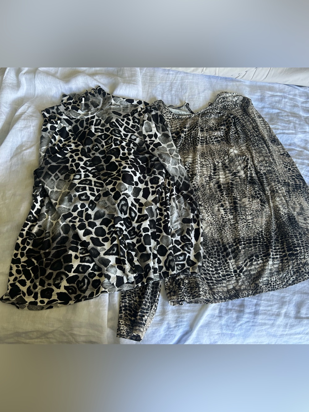2 high quality Animal Print Mixed-Neutral Women’s Top - Black & Cream/white